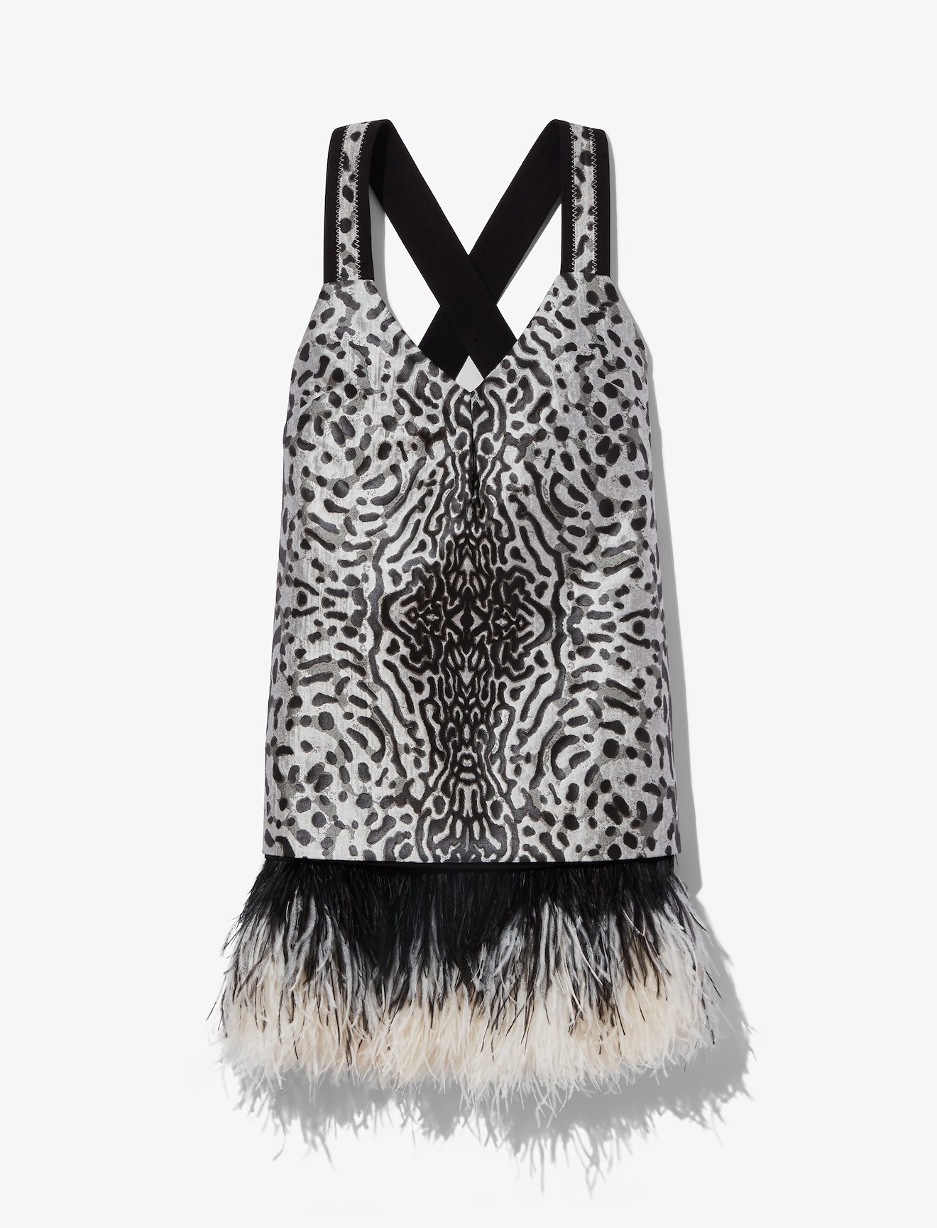 Animal Jacquard Feathered Dress #4