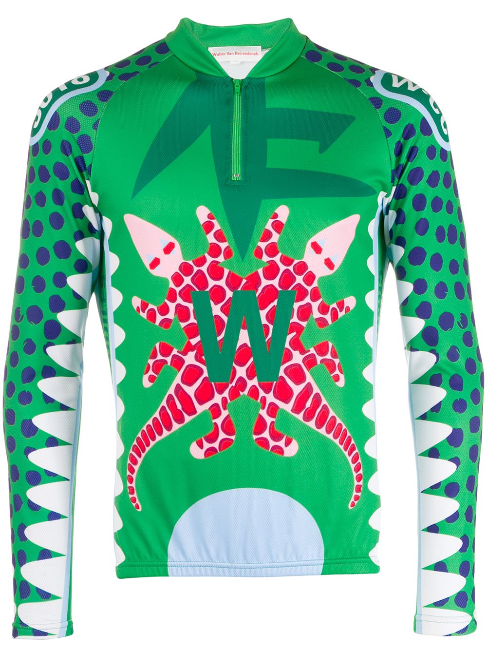 Pre-owned Walter Van Beirendonck 2014/15's Crossed Crocodiles Growl Cycling T-shirt In Green