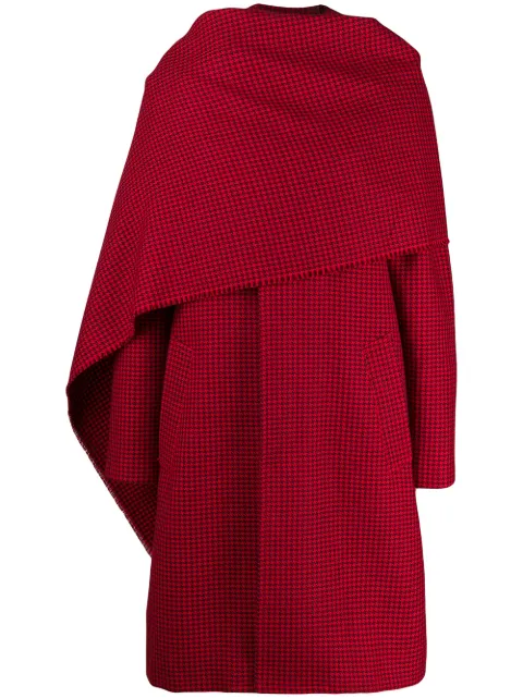 Click to view more detailed imagery on our partner's website Balenciaga Cocoon Scarf Coat In Red Houndstooth Wool
