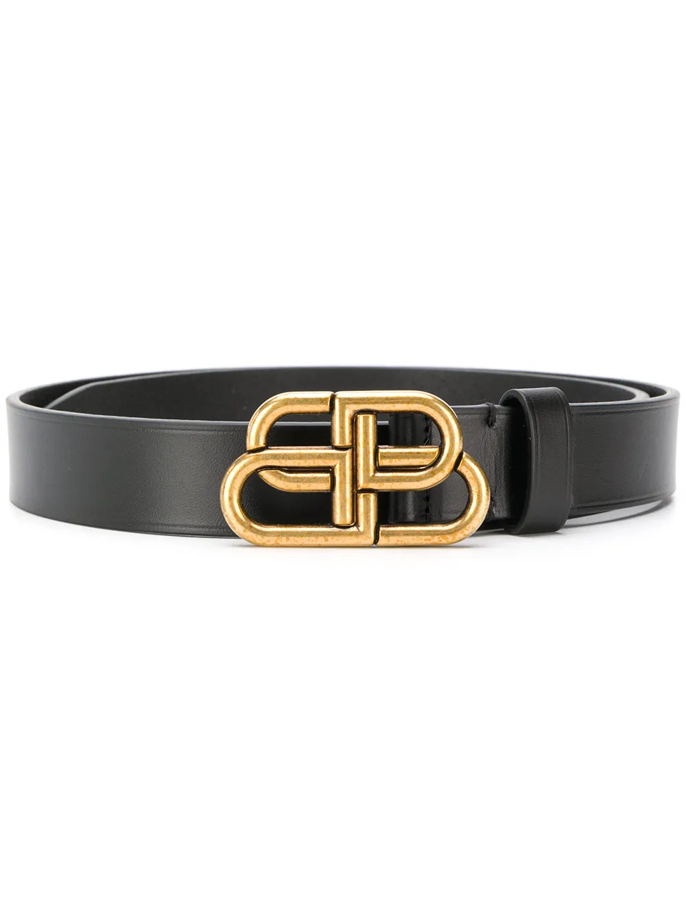 Shop Balenciaga Bb Leather Belt In Black