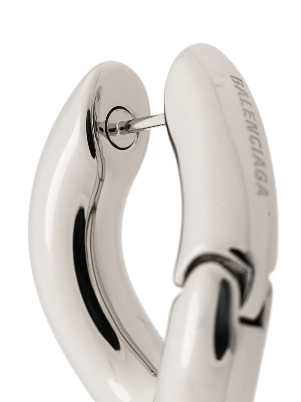 Shop Balenciaga Loop Twisted Hoop Earrings In Silver