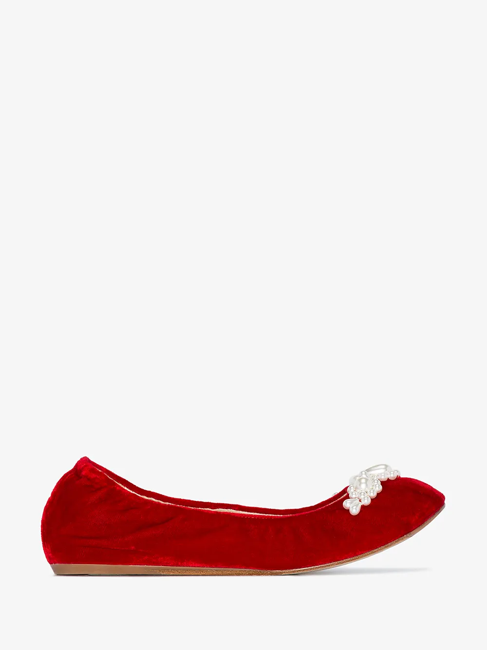 Simone Rocha Embellished Velvet Ballet Flats In Red