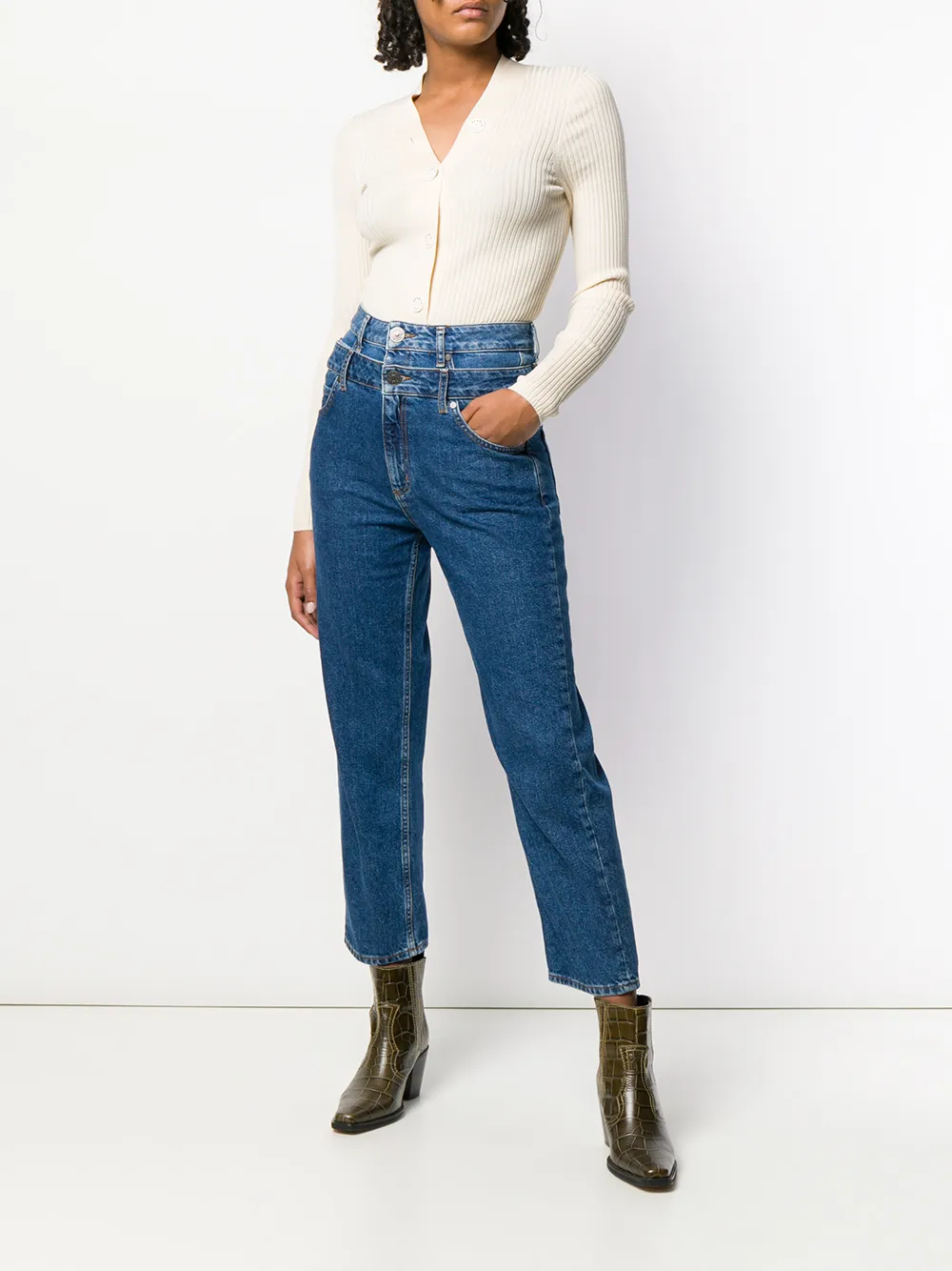 Two-tone double-waisted jeans SFPJE00432 - Jeans