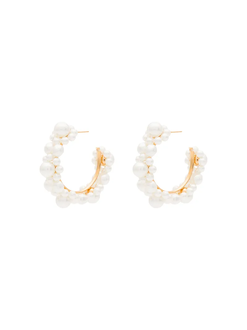 Simone Rocha Accessories SIMONE ROCHA DAISY PEARL-EMBELLISHED HOOP EARRINGS - WHITE