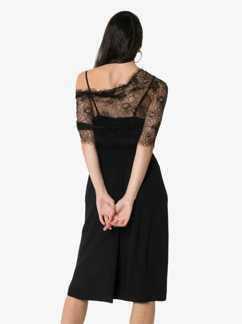 PRADA LACE DETAILED FLORAL APPLIQUÉ DRESS