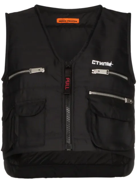 Click to view more detailed imagery on our partner's website Heron Preston Multi-pocket Zip-up Vest In Black