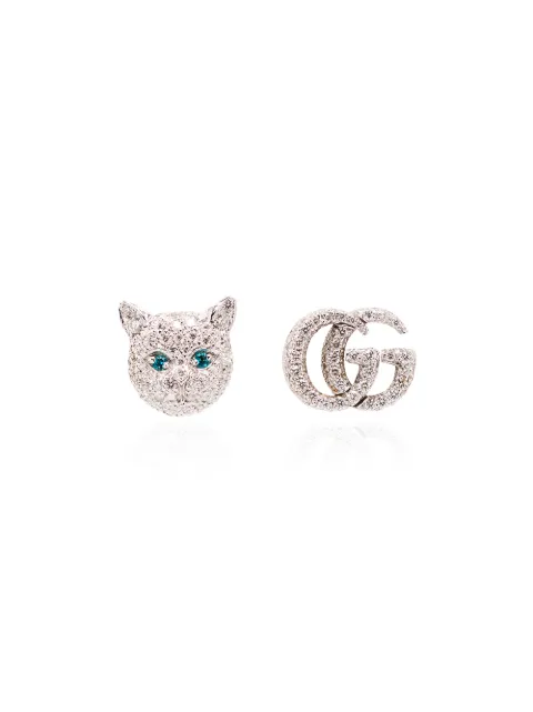 Gucci キャットヘッド&ダブルG ダイヤモンド ピアス 18Kホワイト Gucci キャットヘッド&ダブルG ダイヤモンド ピアス 18Kホワイト
