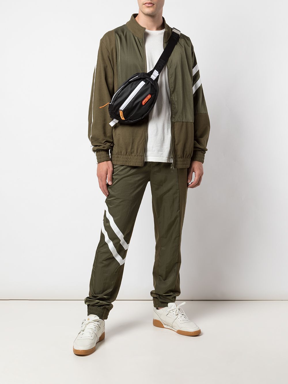 Shop God's Masterful Children Geometric Panelled Bomber Jacket In Green