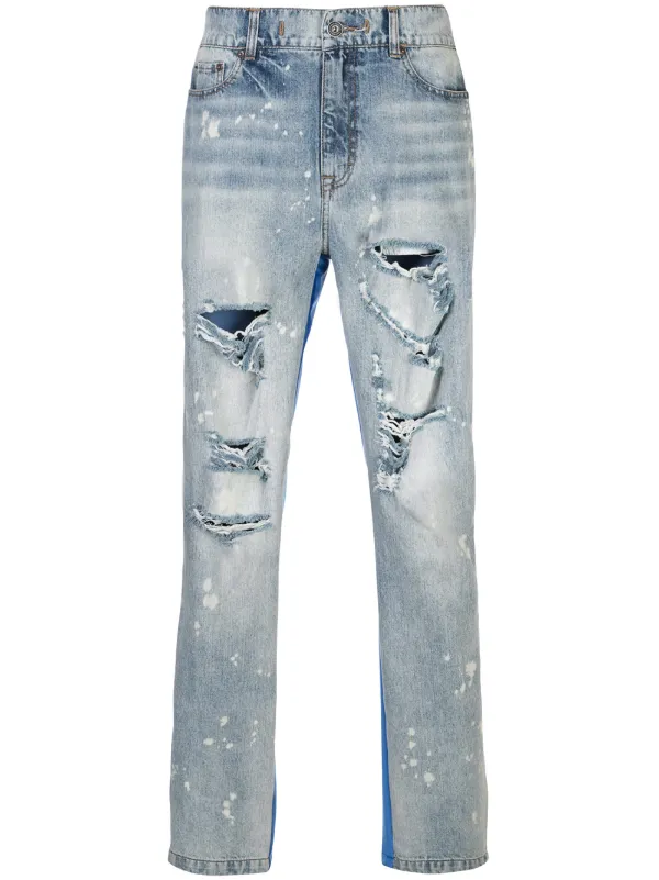 Half white half denim jeans deals