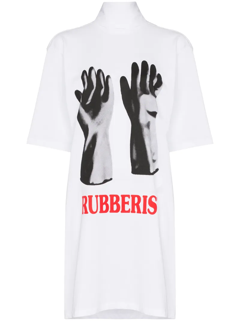 Christopher Kane T-shirts CHRISTOPHER KANE OVERSIZED RUBBERIST GLOVE PRINT COTTON T-SHIRT - WHITE