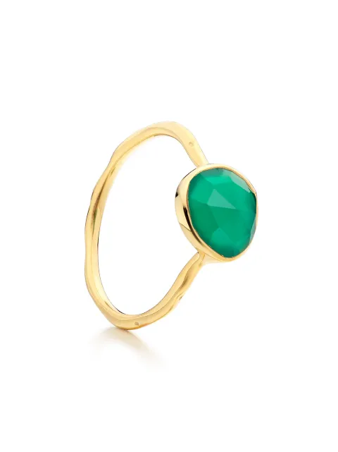 Monica Vinader anillo GP Siren Stacking con ónix verde