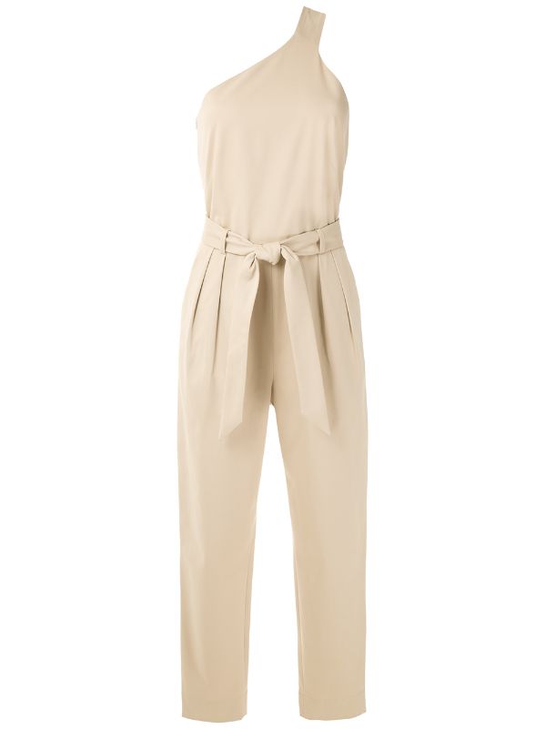 one shoulder tie waist jumpsuit