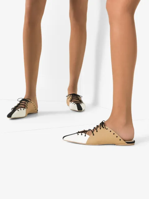 ROSIE ASSOULIN CONTRAST STRIPE LACED SLIDES