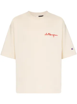 beige champion t shirt