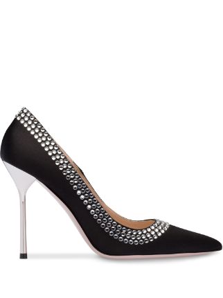 Shop Miu Miu crystal embellished pumps with Express Delivery - FARFETCH