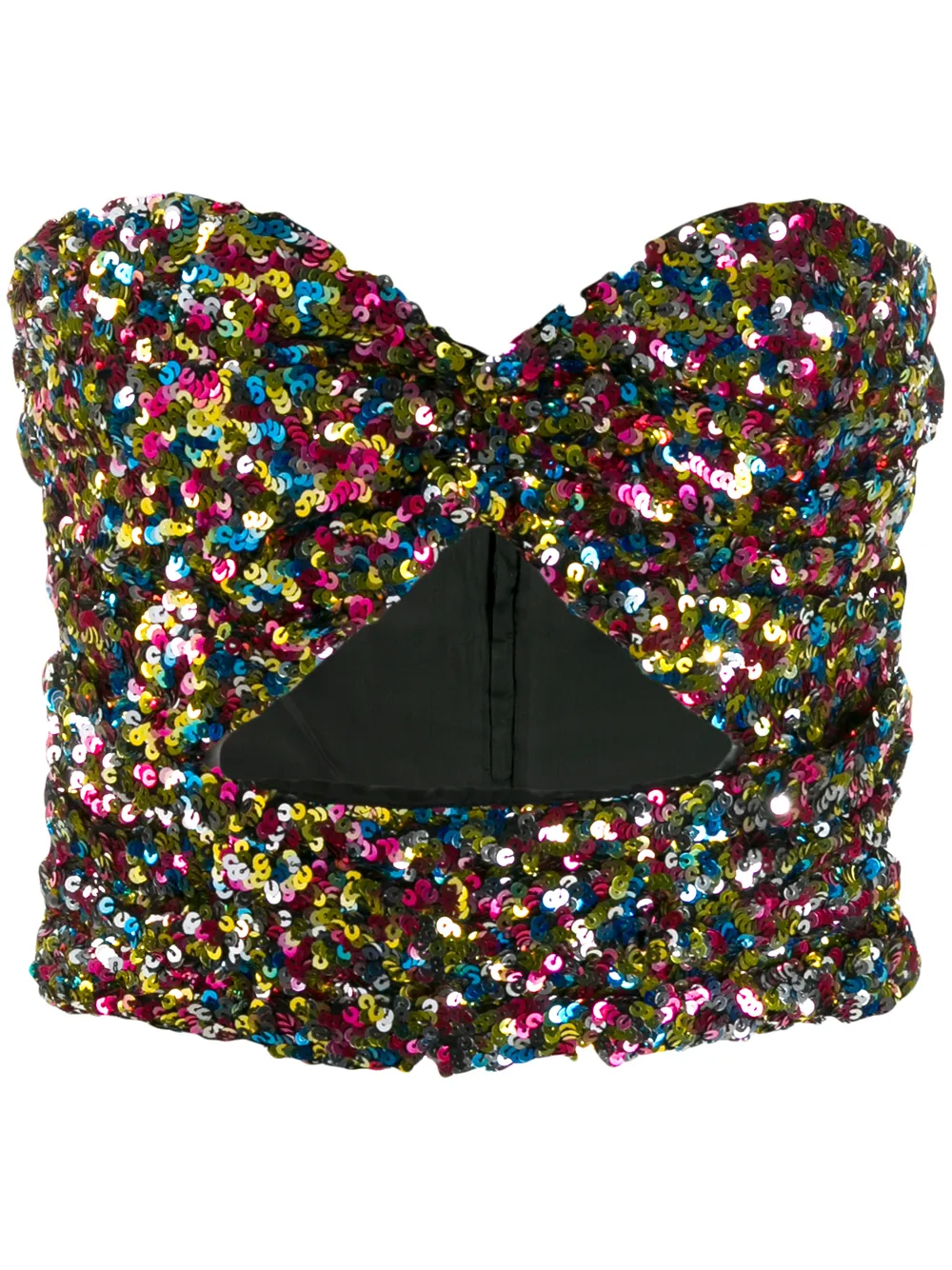Attico Tops ATTICO SEQUINNED STRAPLESS TOP - METALLIC
