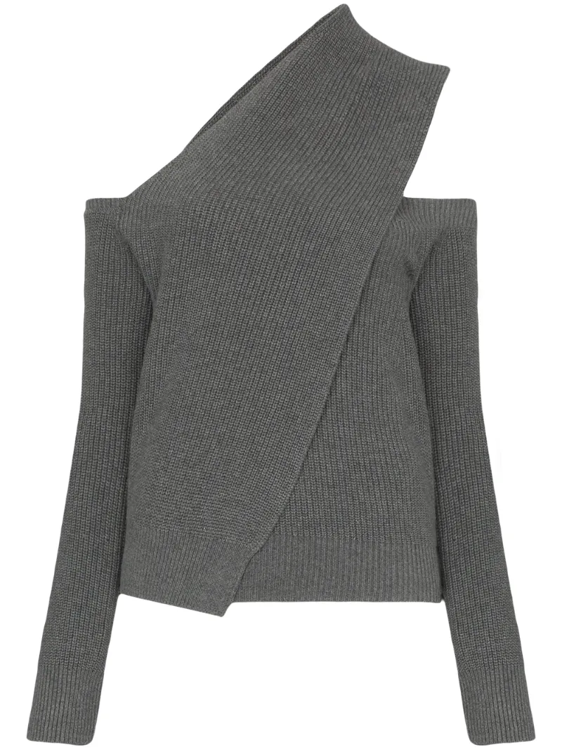 Rta Tops RTA JULIET DRAPED CUT-OUT JUMPER - GREY