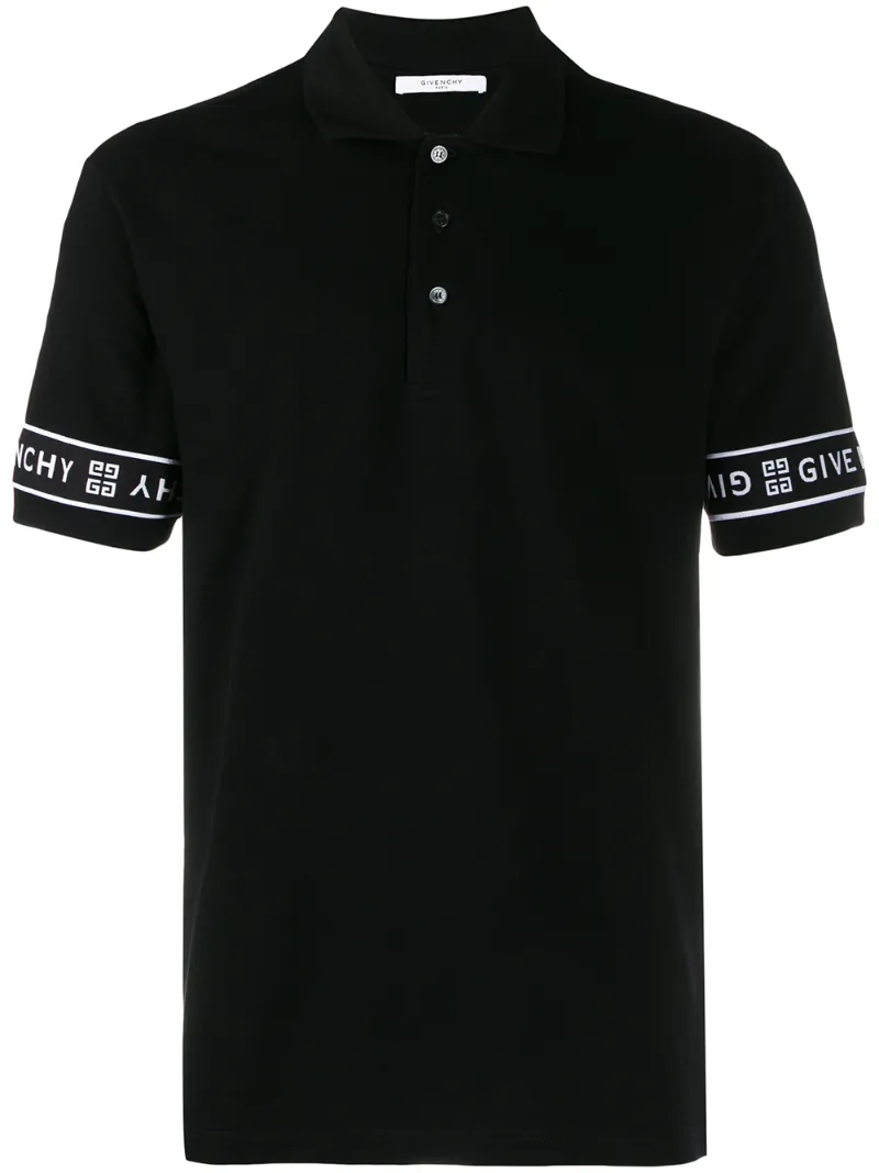 Givenchy – logo tape polo shirt – men – Polyester/Polyamide/Spandex/Elastane/Cotton – XS, M, L, XL, S – Black