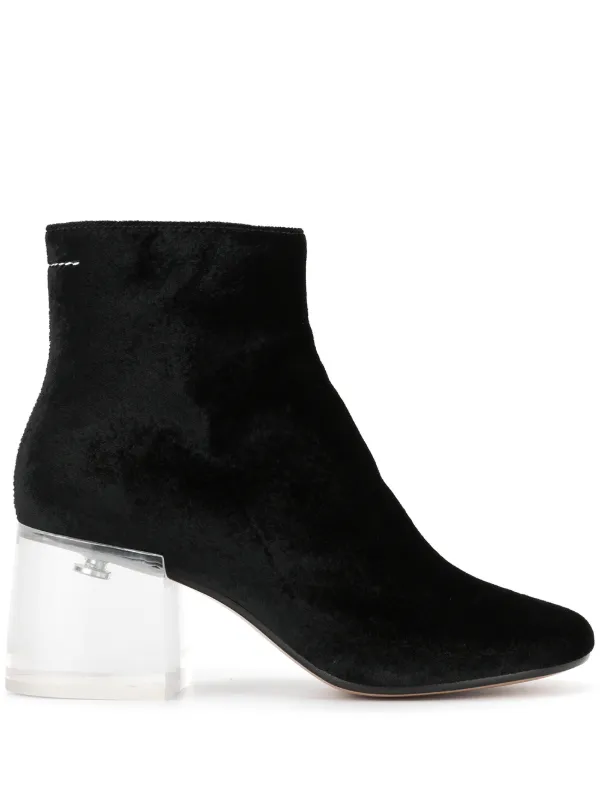 clear block heel boots