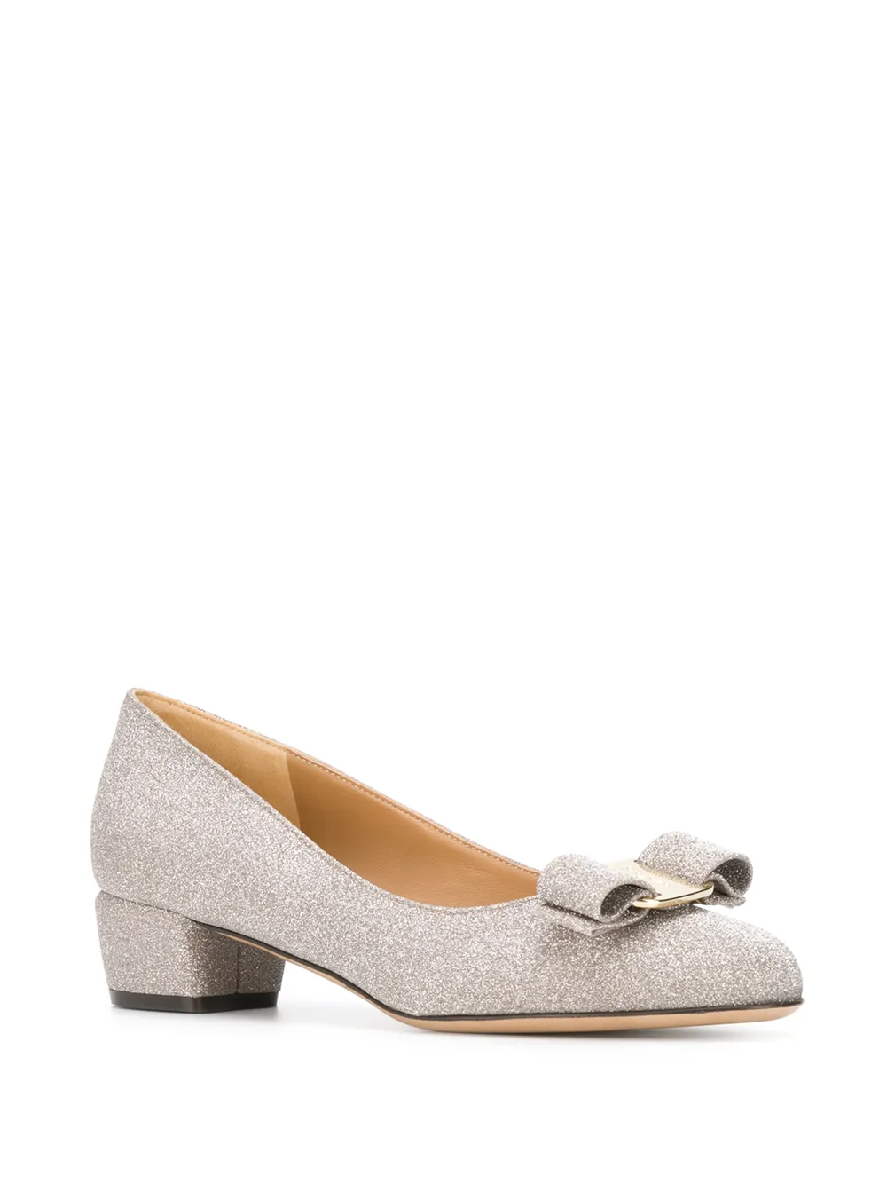 Ferragamo Vara bow glitter pumps Grey