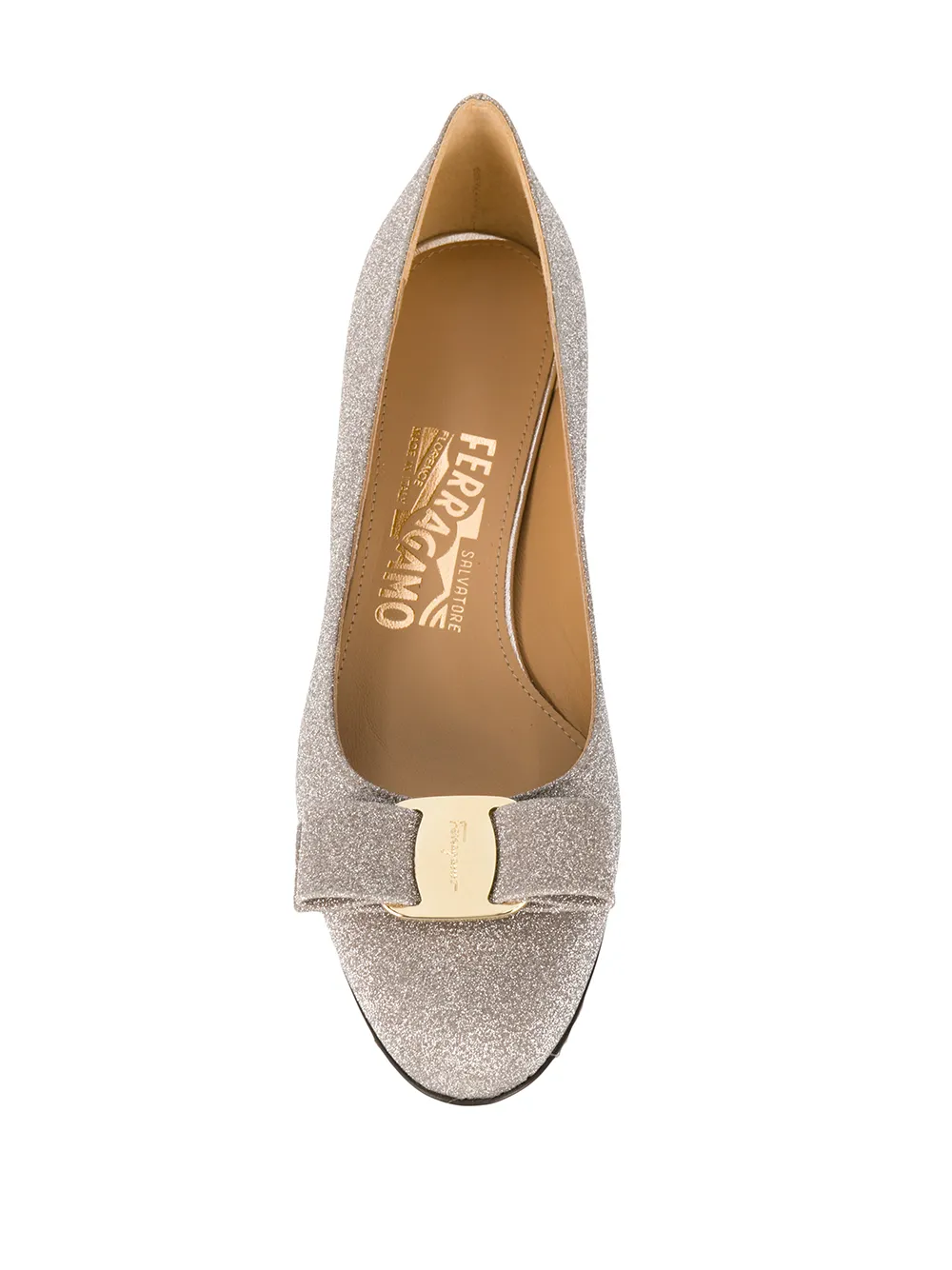 Ferragamo Vara bow glitter pumps Grey