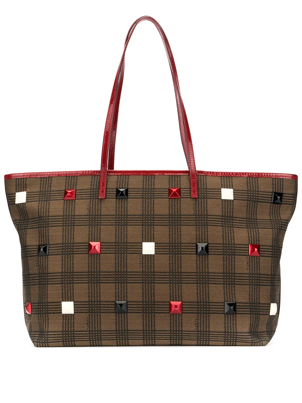 Fendi Pre-Owned сумка-тоут в клетку с заклепками