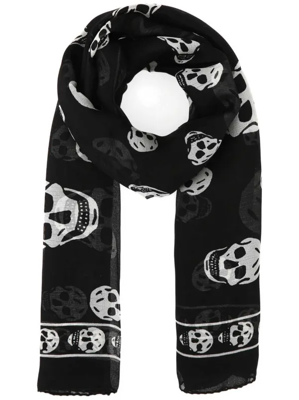 NEU shops Alexander McQueen Tuch mit Skulls aus 100% Seide in Weiß/Shwarz