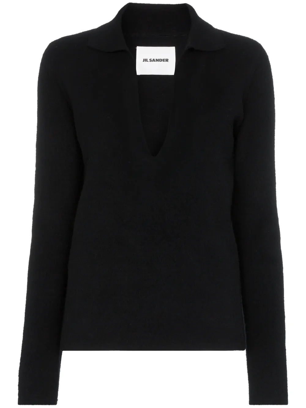 Jil Sander Collared v-neck knit jumper | Black | Image 1