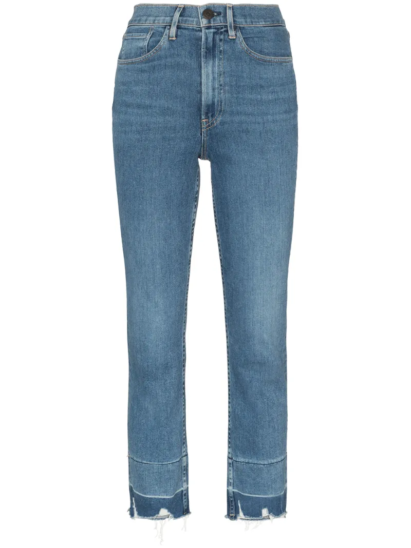 3x1 Jeans 3X1 SHELTER CROPPED FRAYED JEANS - BLUE