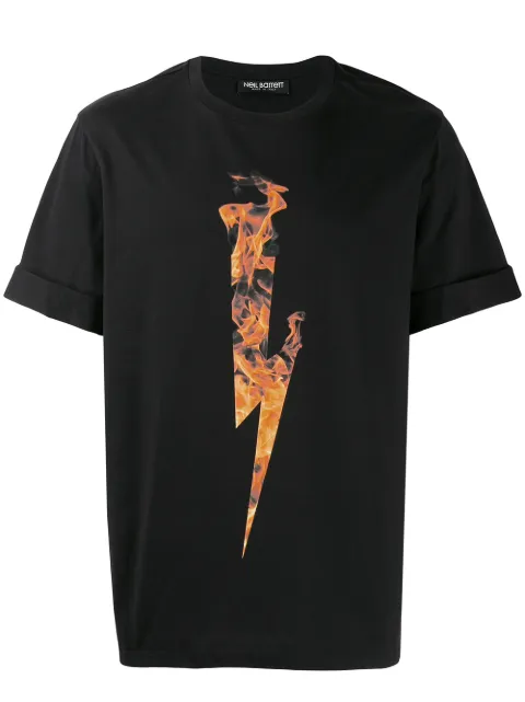 NEIL BARRETT NEIL BARRETT FIRE LIGHTNING PRINT T-SHIRT - SCHWARZ
