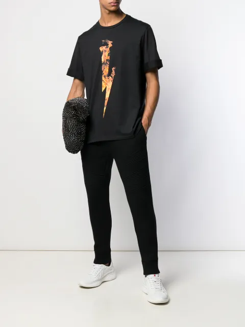 NEIL BARRETT NEIL BARRETT FIRE LIGHTNING PRINT T-SHIRT - SCHWARZ