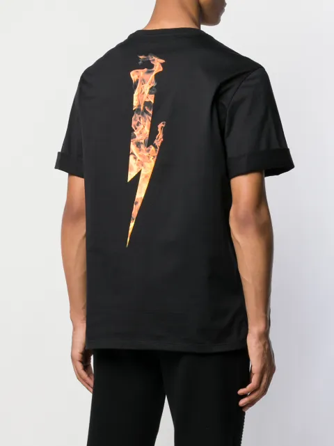 NEIL BARRETT NEIL BARRETT FIRE LIGHTNING PRINT T-SHIRT - SCHWARZ