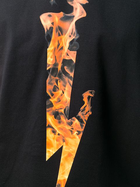 NEIL BARRETT NEIL BARRETT FIRE LIGHTNING PRINT T-SHIRT - SCHWARZ