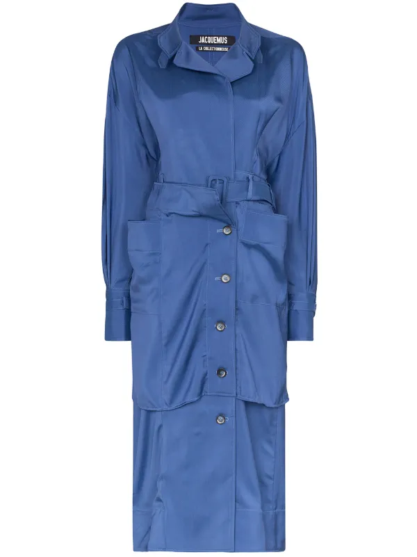 blue button down dress