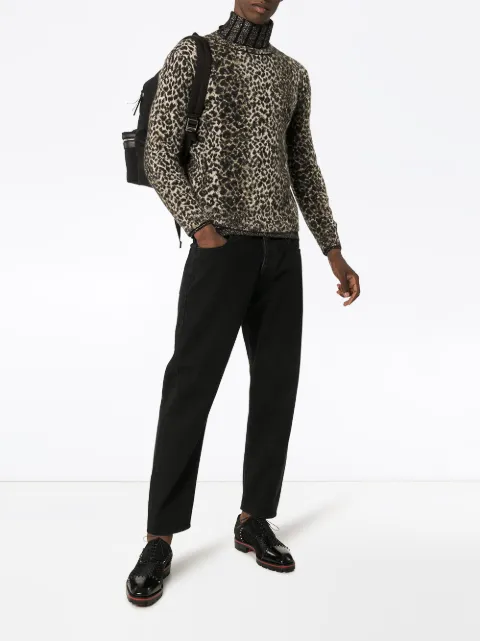 SAINT LAURENT LEOPARD PRINT KNIT JUMPER