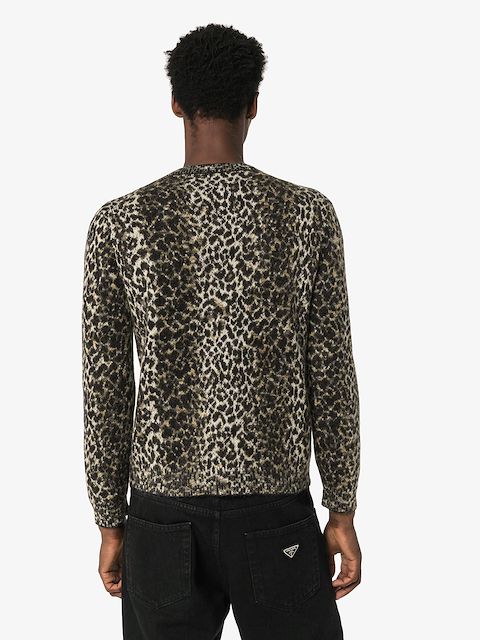 SAINT LAURENT LEOPARD PRINT KNIT JUMPER