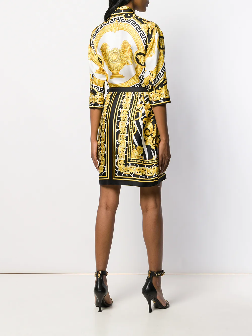 baroque print shirt dress