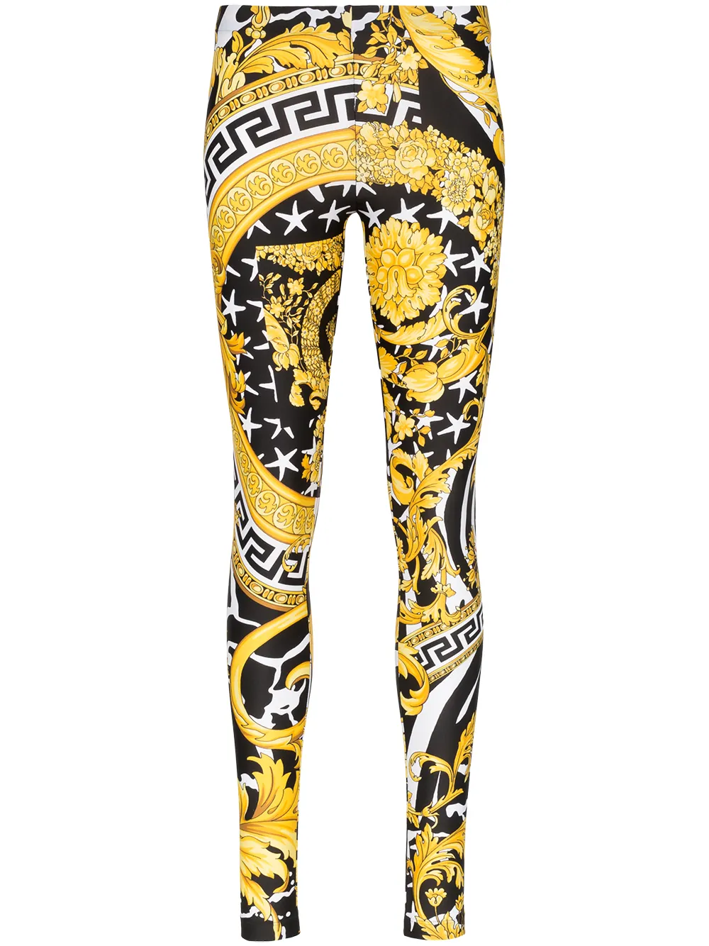 Click to view more detailed imagery on our partner's website Versace Savage Baroque Stretch-Jersey High-Waist Pants In A7900 Black Yellow
