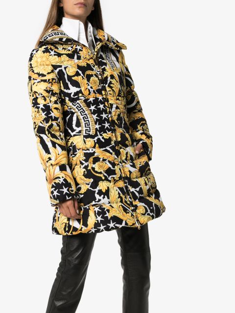 versace baroque print puffer jacket