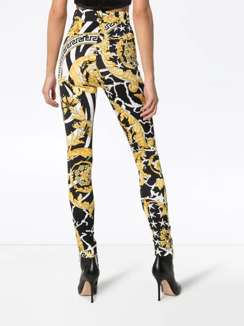 Versace Multicolor Women's Savage Baroque High-Rise Trousers In Black