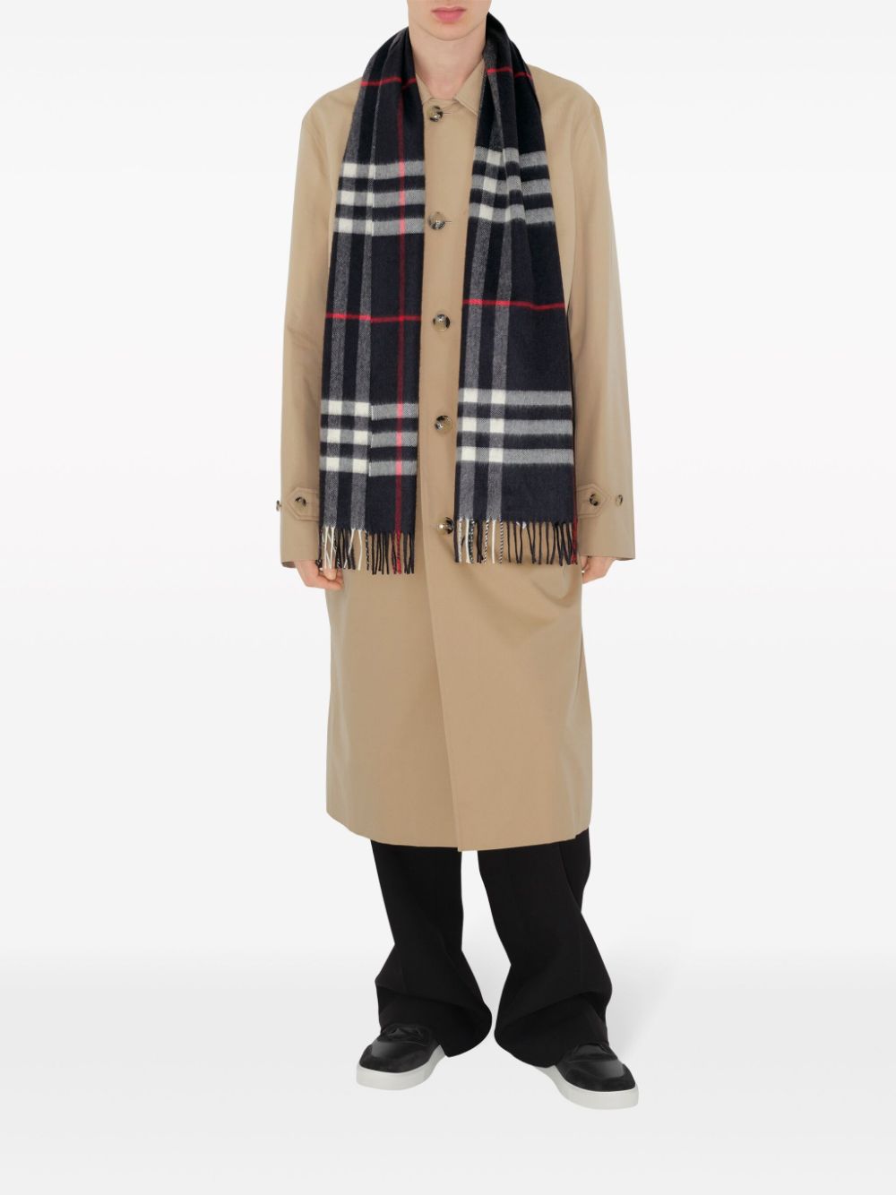 Burberry fringed check cashmere scarf Men