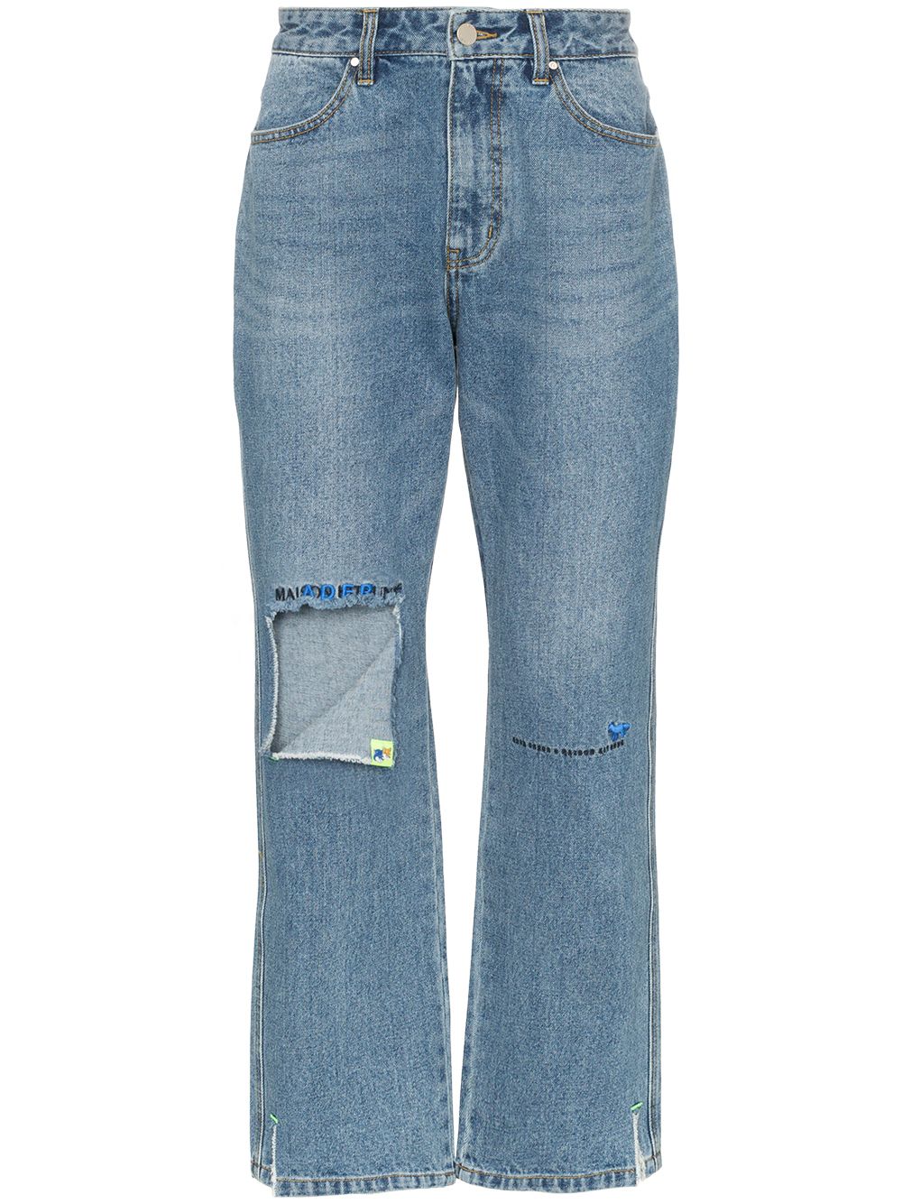 фото Maison Kitsuné джинсы с эффектом потертости