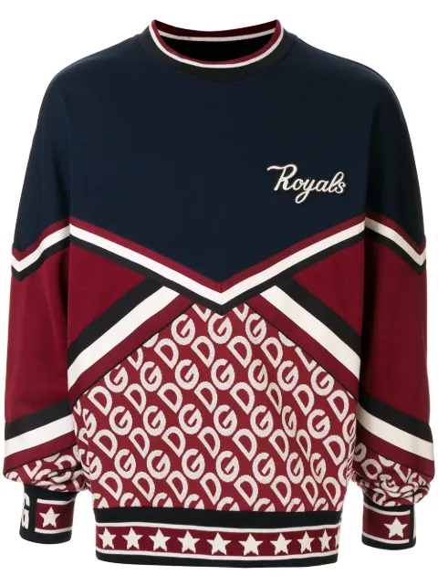 Click to view more detailed imagery on our partner's website Dolce & Gabbana Panelled 'royals' Patch Sweatshirt In Blue