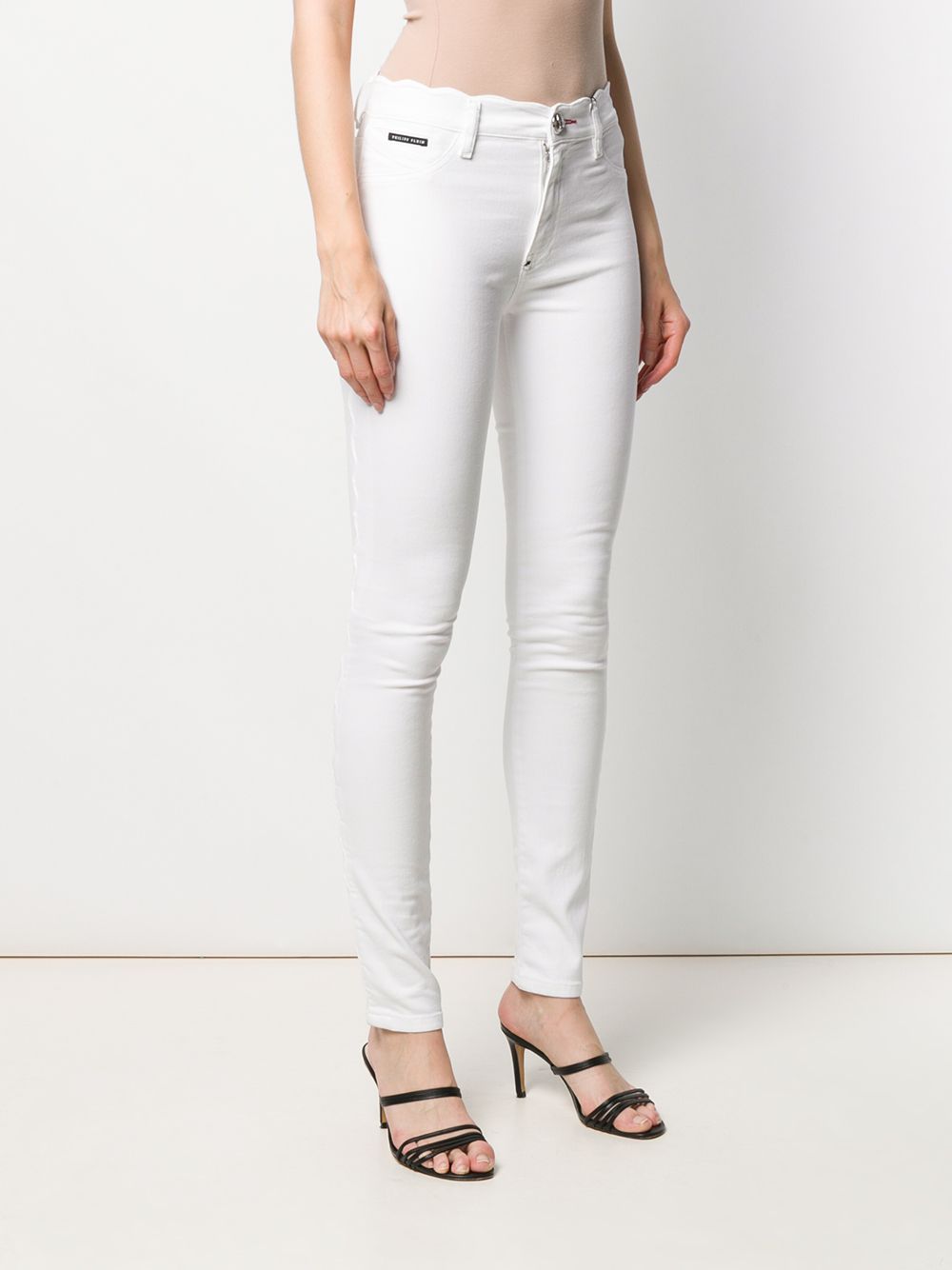 Shop Philipp Plein Statement Skinny Jeans In White