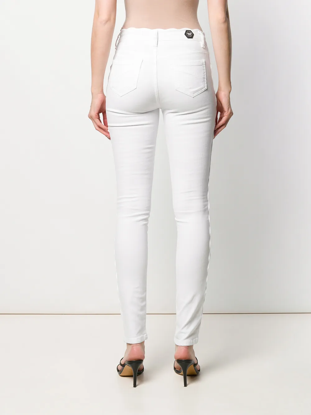 Shop Philipp Plein Statement Skinny Jeans In White