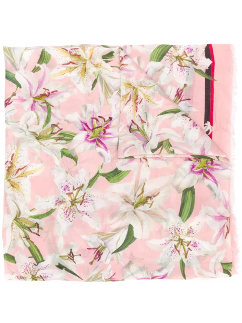 Click to view more detailed imagery on our partner's website Dolce & Gabbana Lilium Print Cashmere Blend Scarf In Pink