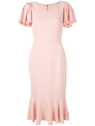 knee length dresses for ladies Flutter Sleeve Sequin Midi Dress - Rose Gold