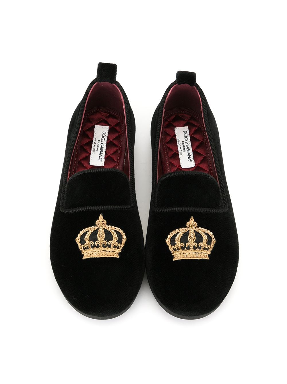 Shop Dolce & Gabbana Crown-patch Velvet Slippers In Red