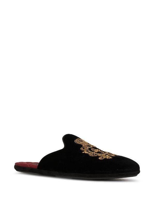 Shop Dolce & Gabbana logo embroidered slippers with Express Delivery -  FARFETCH