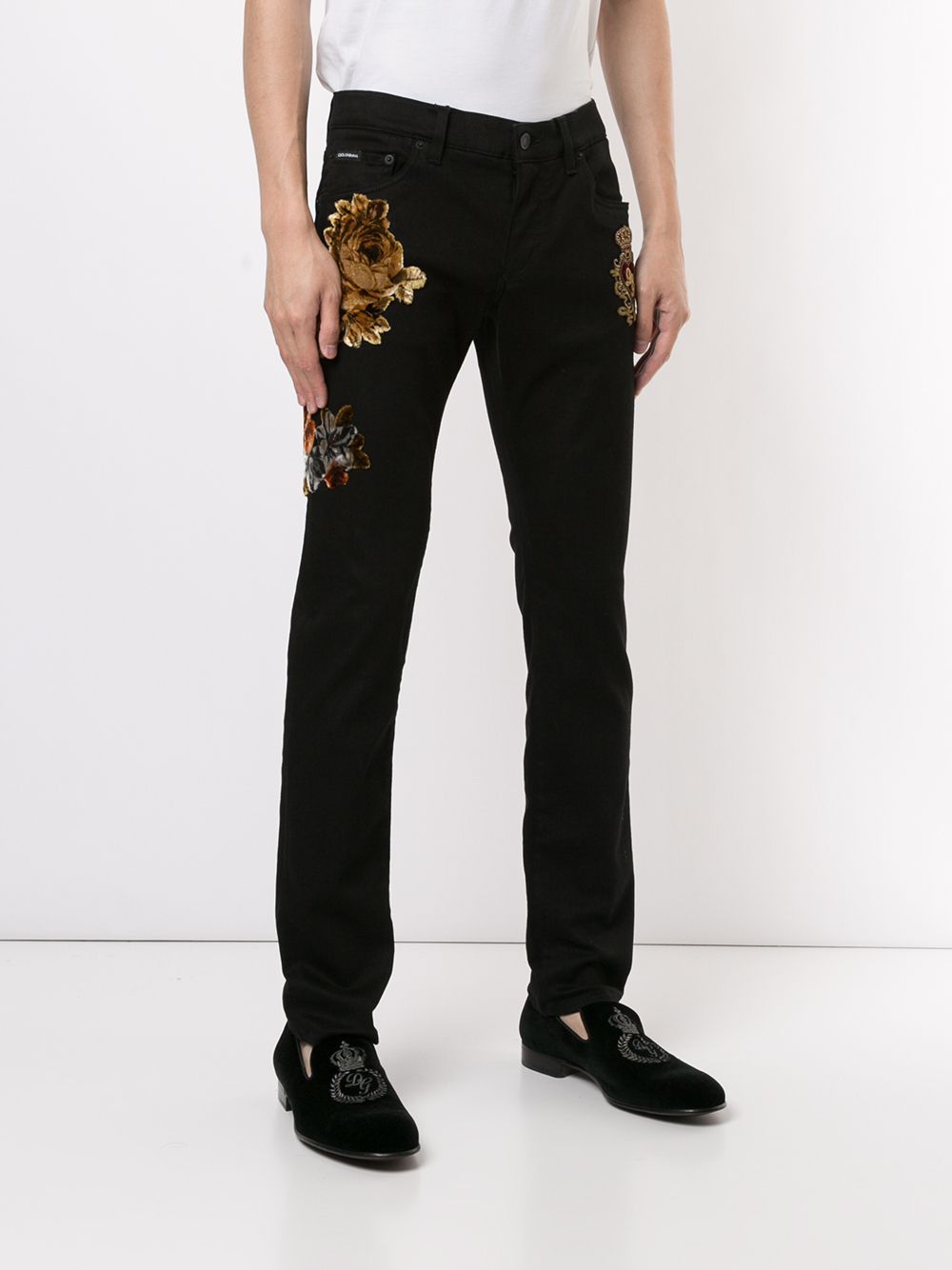 фото Dolce & gabbana джинсы скинни с цветочным декором